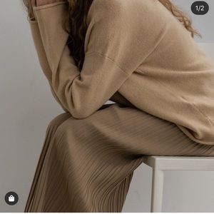 OAK + FORT Tan Wide Leg Pants